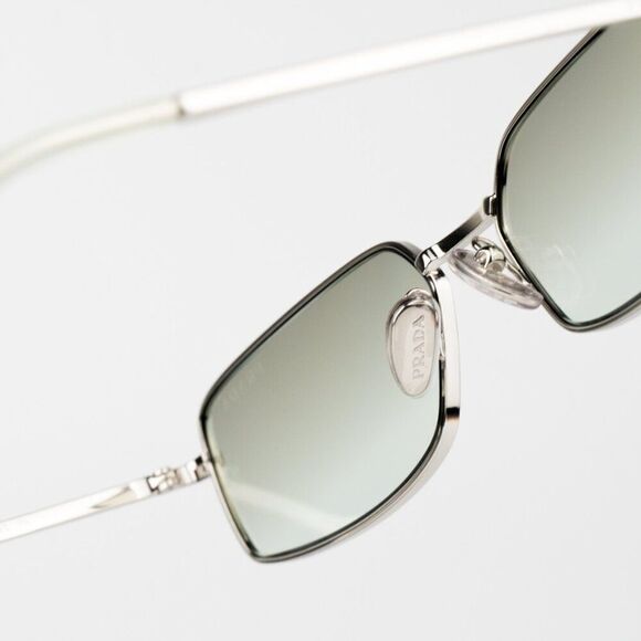 NEW Prada PRA60S 1BC80G Silver Grey Mirror Rectangle Unisex Sunglasses 0PR A60S - Picture 9 of 12